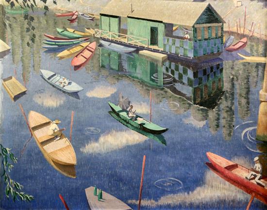 § Norman Lloyd (1897-1985) Summer on The Seine 30 x 38in.